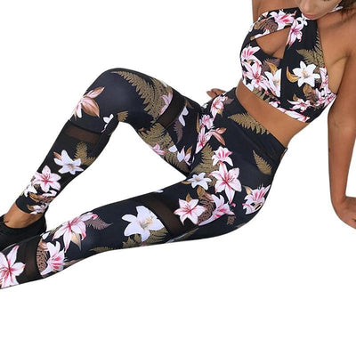 Retro Floral Print Gym Set