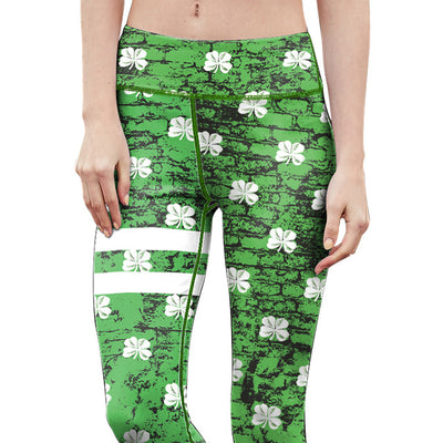 Green Clovers Print Yoga Set