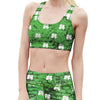 Green Clovers Print Yoga Set