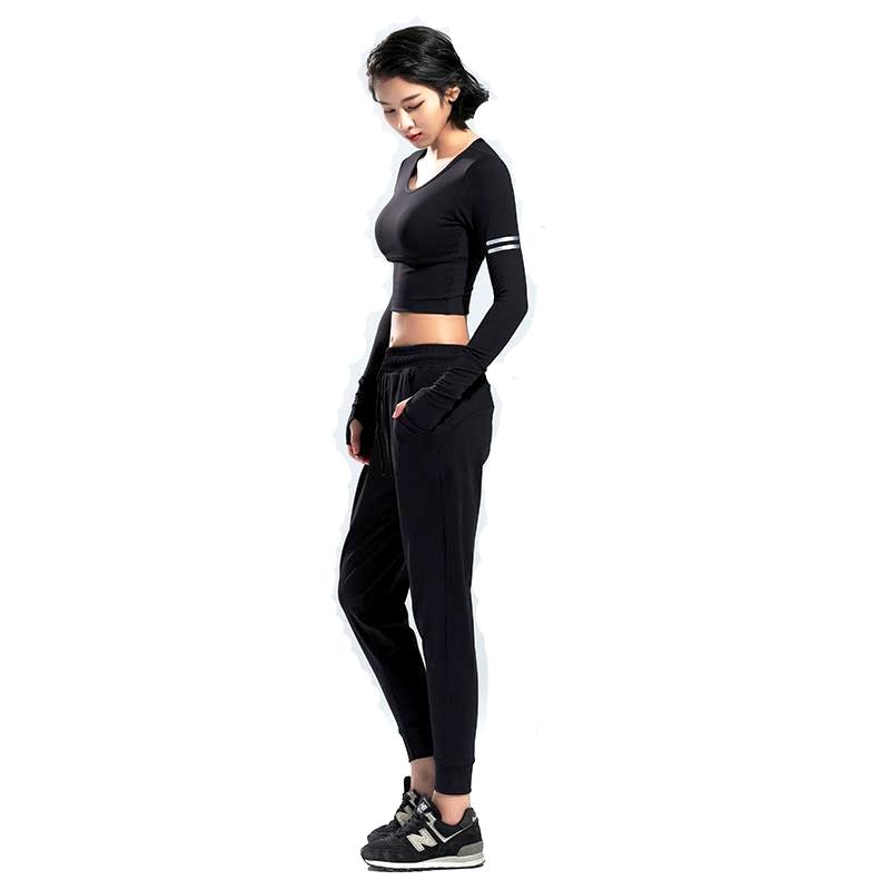 Elasticity Arm Reflective Striped Running Set